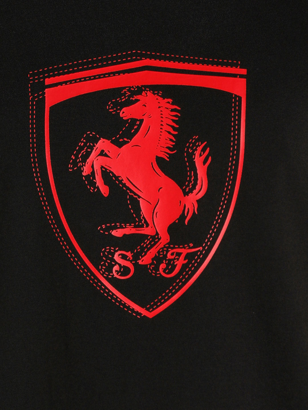 Puma X Ferrari Men Black Ferrari Race Tonal Big Shield Round Neck Half Sleeves T-Shirt (5)