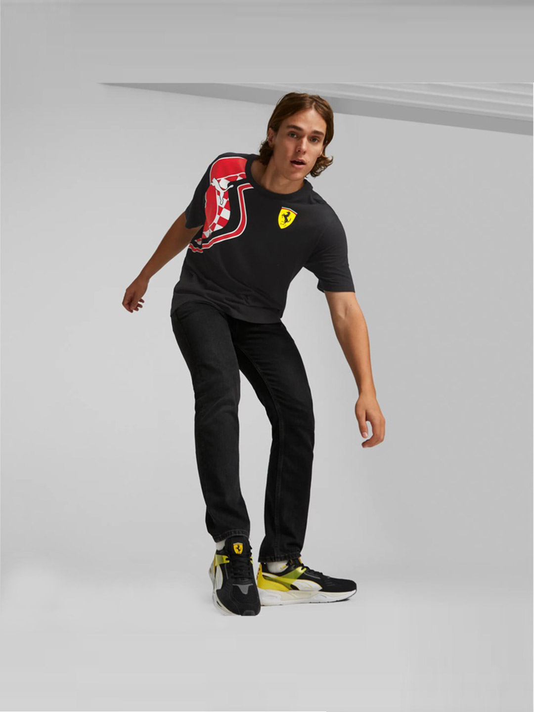 Puma X Ferrari Men Black & Red Ferrari Race Premium Logo Printed T-shirt (4)