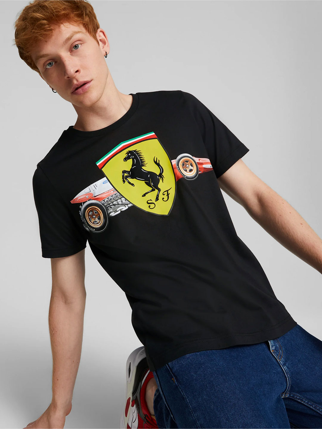 Buy Men Black Scuderia Ferrari Shield T Shirt From Fancode Shop