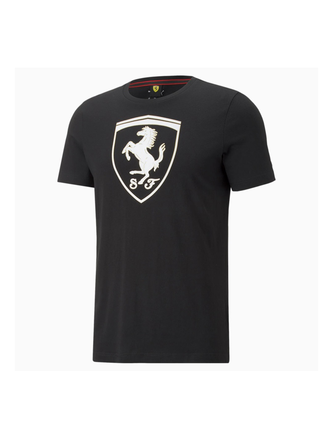 Puma X Ferrari Men Black & White Ferrari Race Big Shield Printed T-Shirt (1)