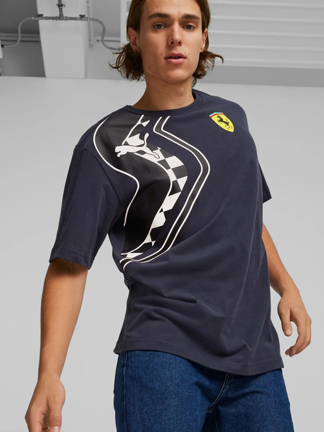 Puma X Ferrari Men Blue & Black Ferrari Race Premium Logo Printed T-shirt (6)