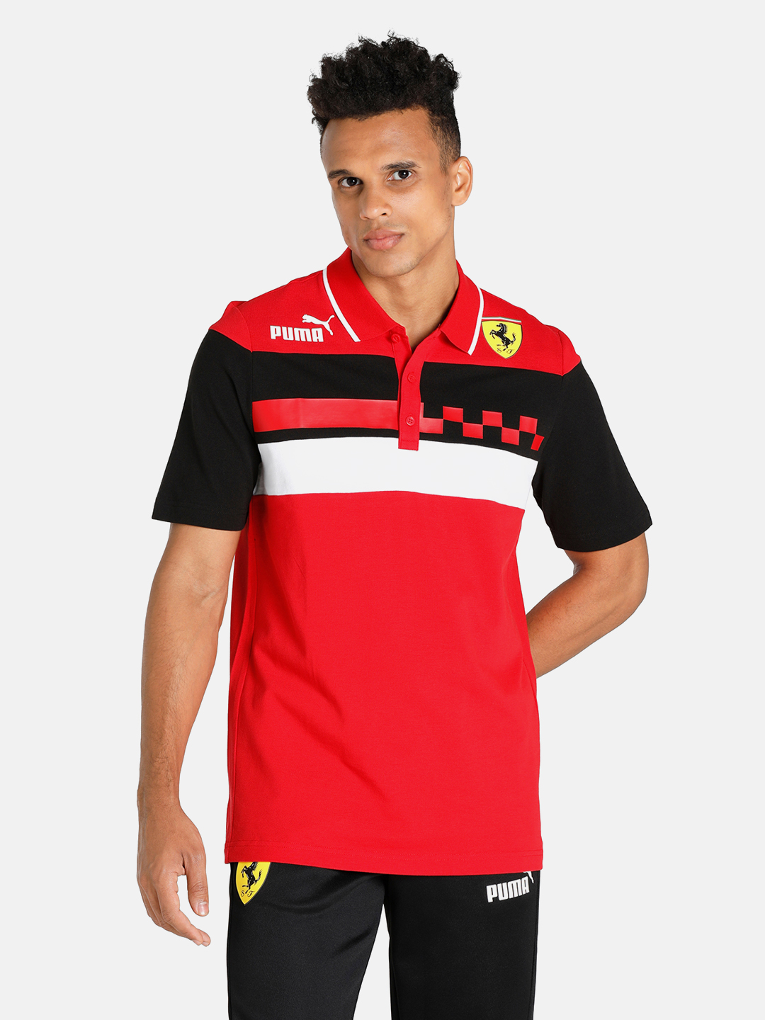 Puma X Ferrari Men Race SDS Rosso Corsa Half Sleeves Polo Collar T-Shirt (1)