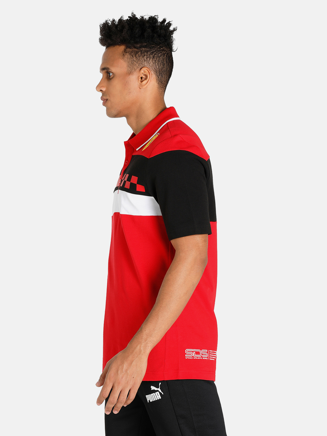 Puma X Ferrari Men Race SDS Rosso Corsa Half Sleeves Polo Collar T-Shirt (2)