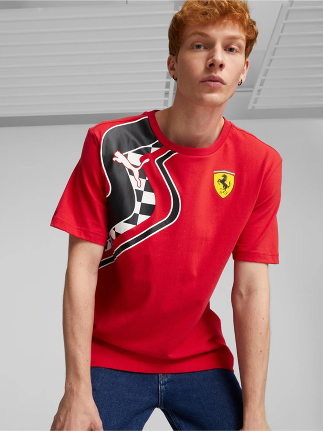Puma X Ferrari Men Red & Black Ferrari Race Premium Logo Printed T-shirt