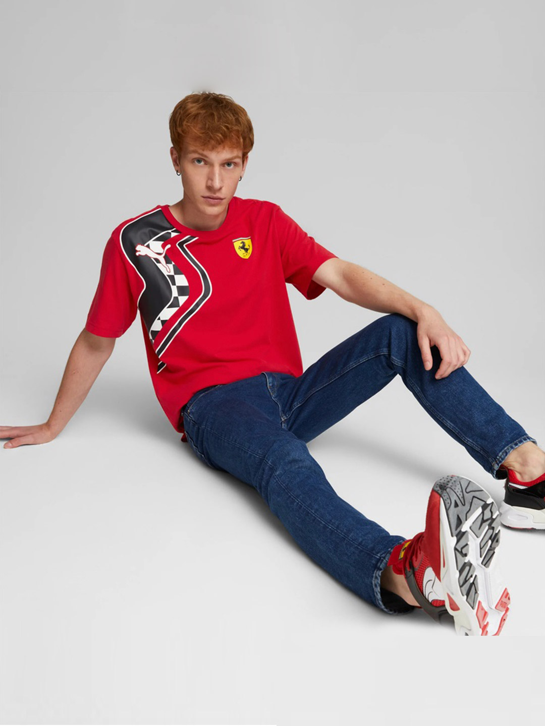 Puma X Ferrari Men Red & Black Ferrari Race Premium Logo Printed T-shirt (6)