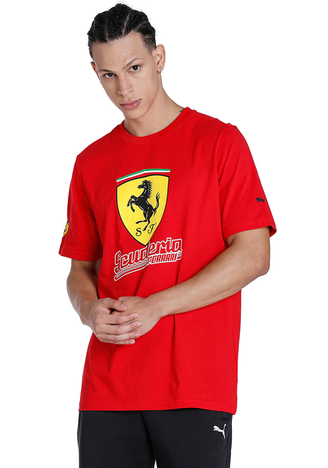 Men Red Ferrari race Big Shield Heritage T-Shirt