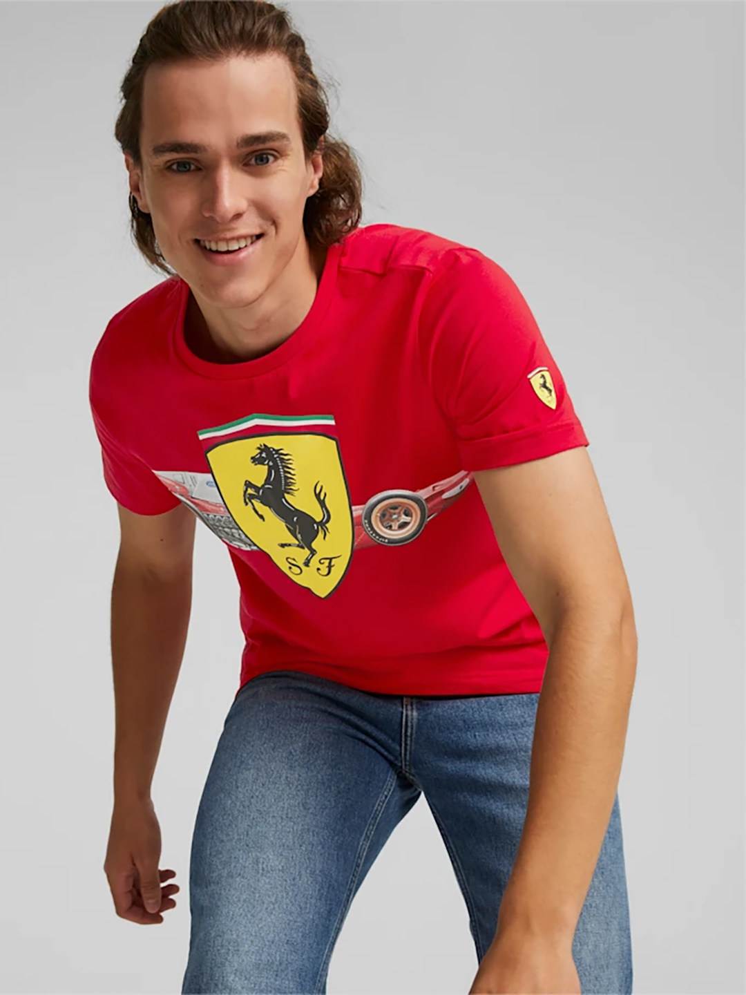 Puma X Ferrari Men Red Scuderia Ferrari Shield T-Shirt (1)