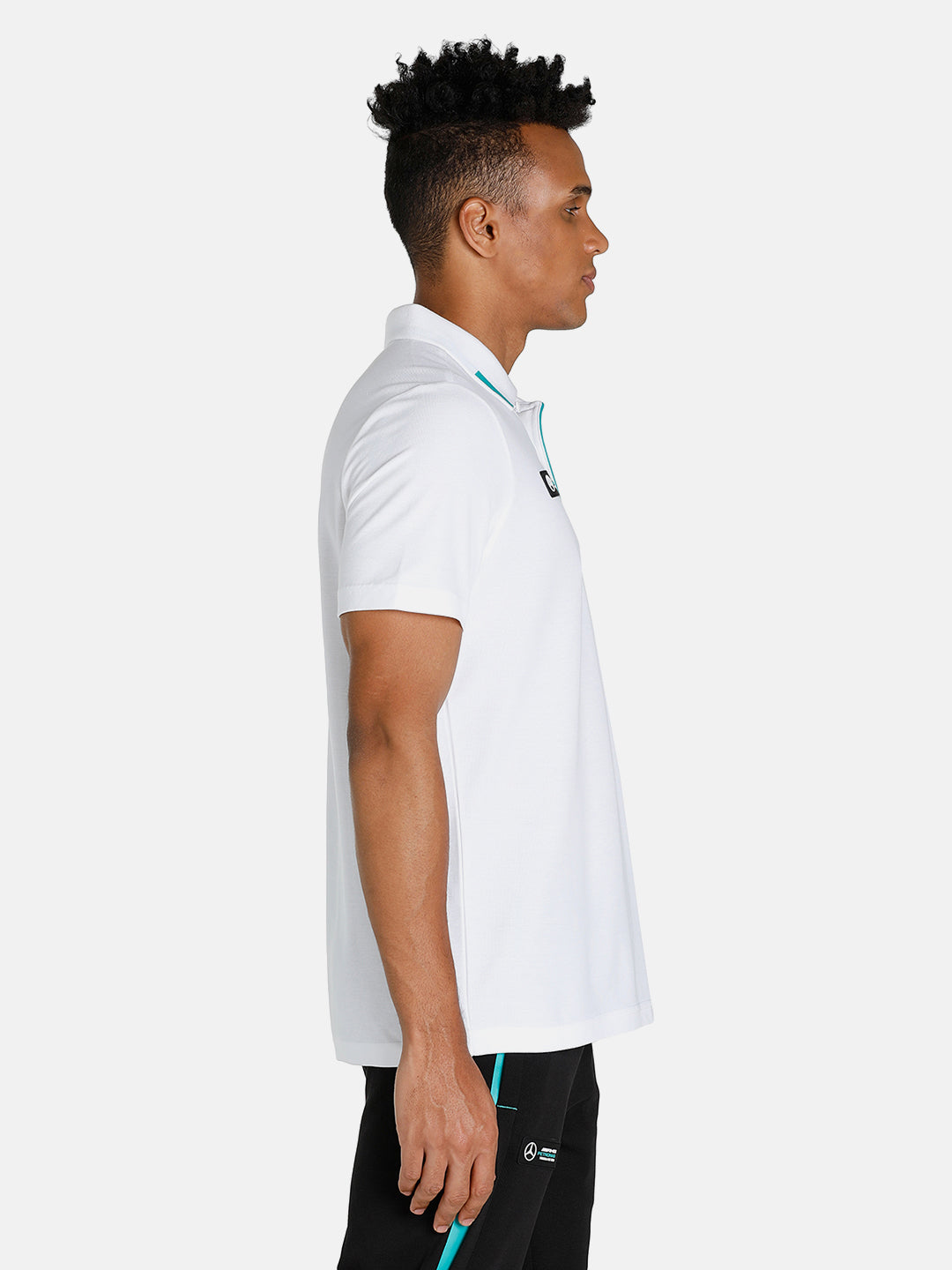 Puma x Mercedes Men Basic Half Sleeves Polo Collar White T-Shirt (2)