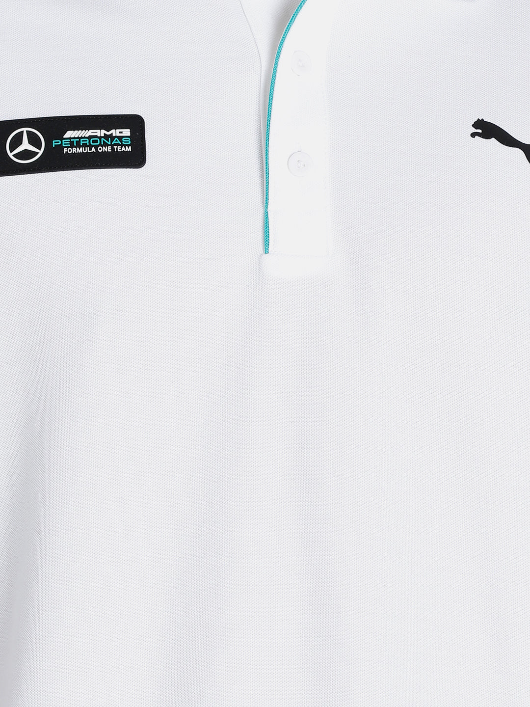 Puma x Mercedes Men Basic Half Sleeves Polo Collar White T-Shirt (5)