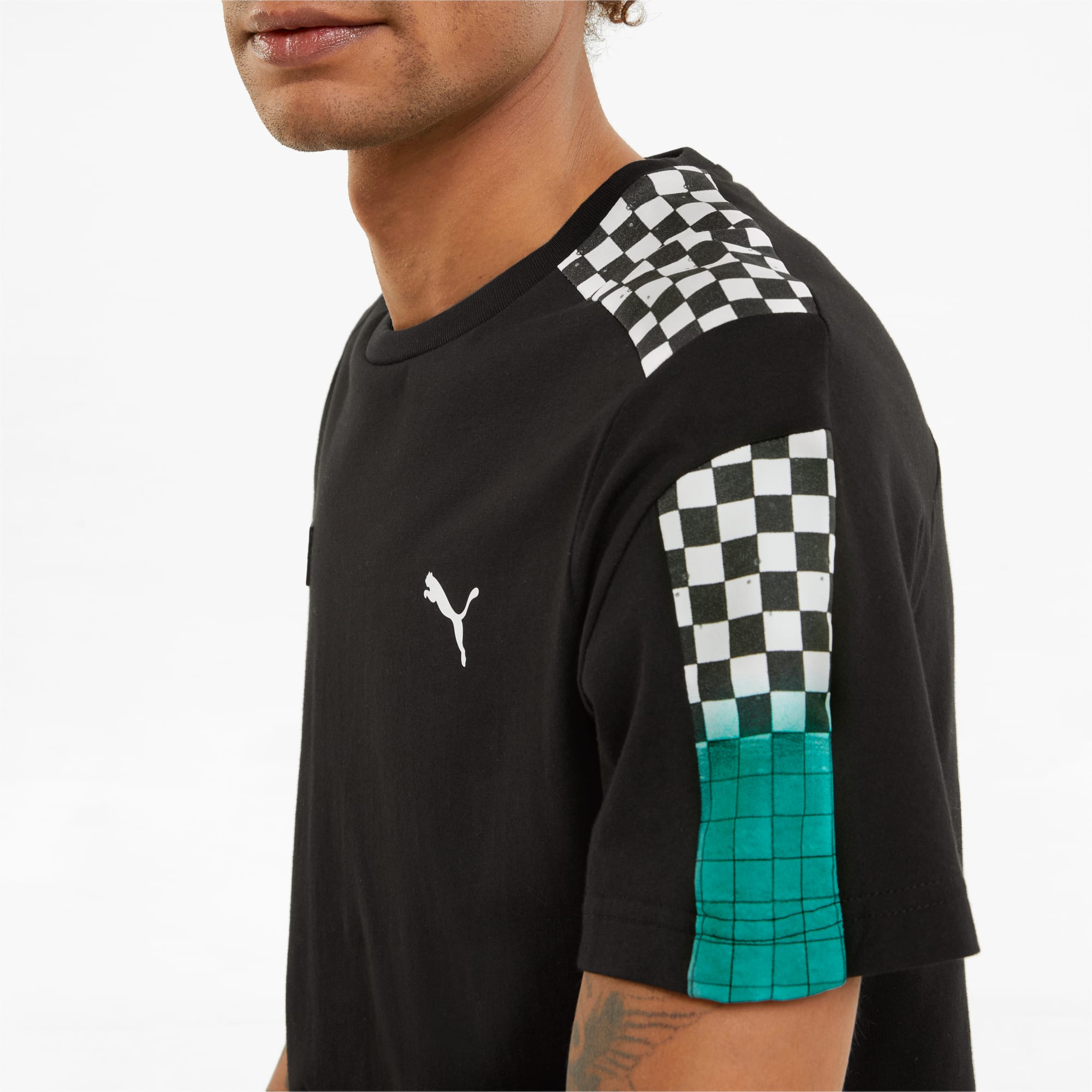 Puma x Mercedes Men Black Brand Logo Printed Half Sleeves Round Neck T7 T-Shirt (5)