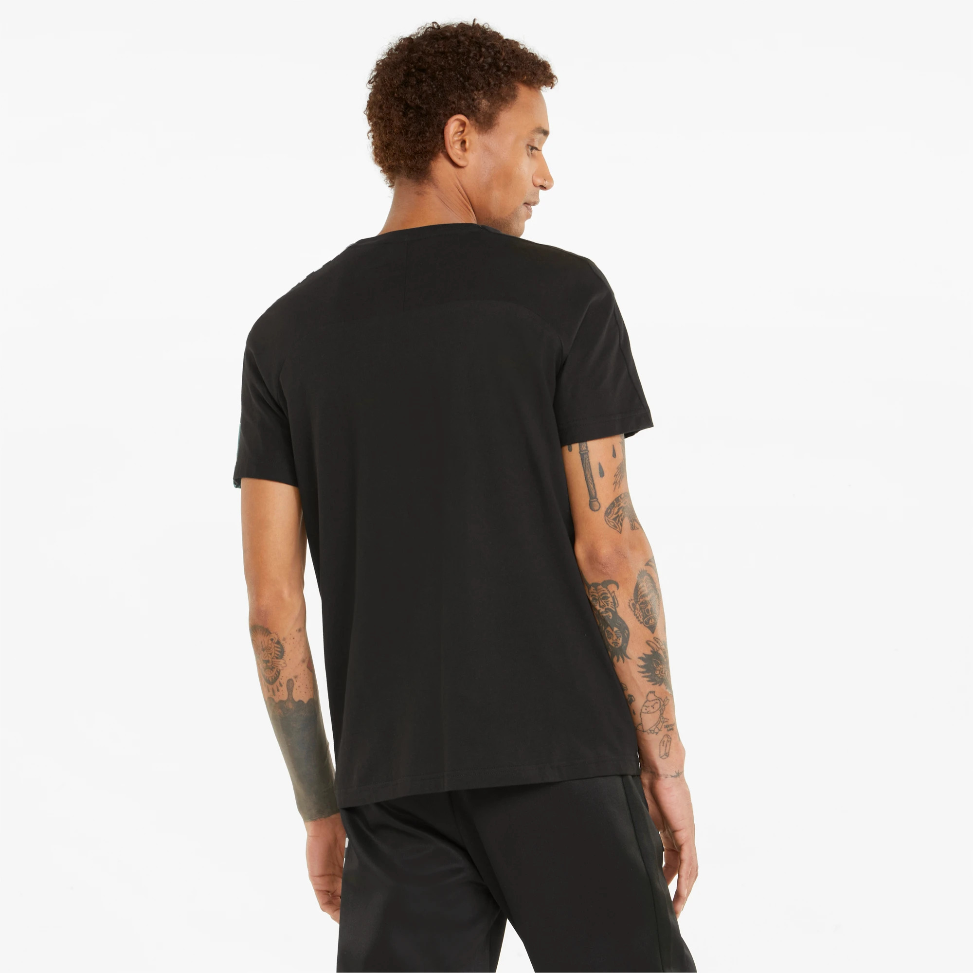 Puma x Mercedes Men Black Brand Logo Printed Half Sleeves Round Neck T7 T-Shirt (2)