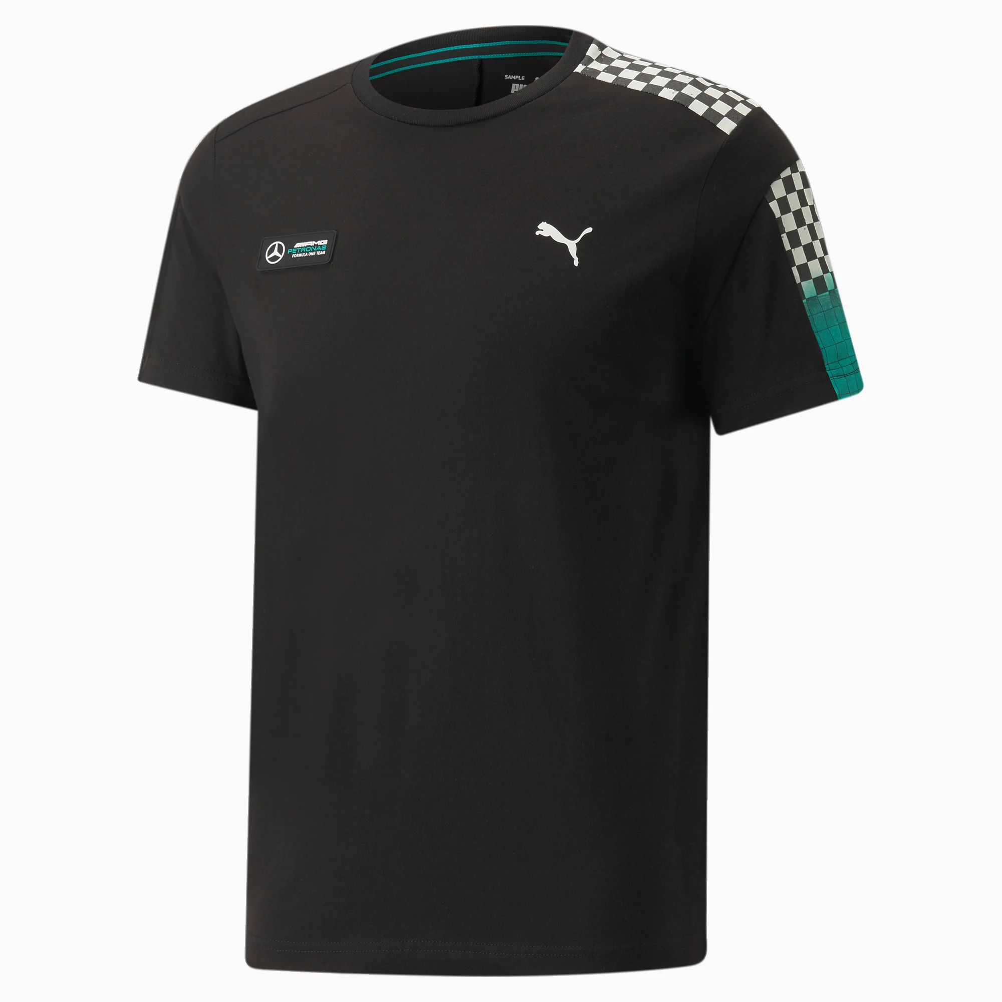 Puma x Mercedes Men Black Brand Logo Printed Half Sleeves Round Neck T7 T-Shirt (6)