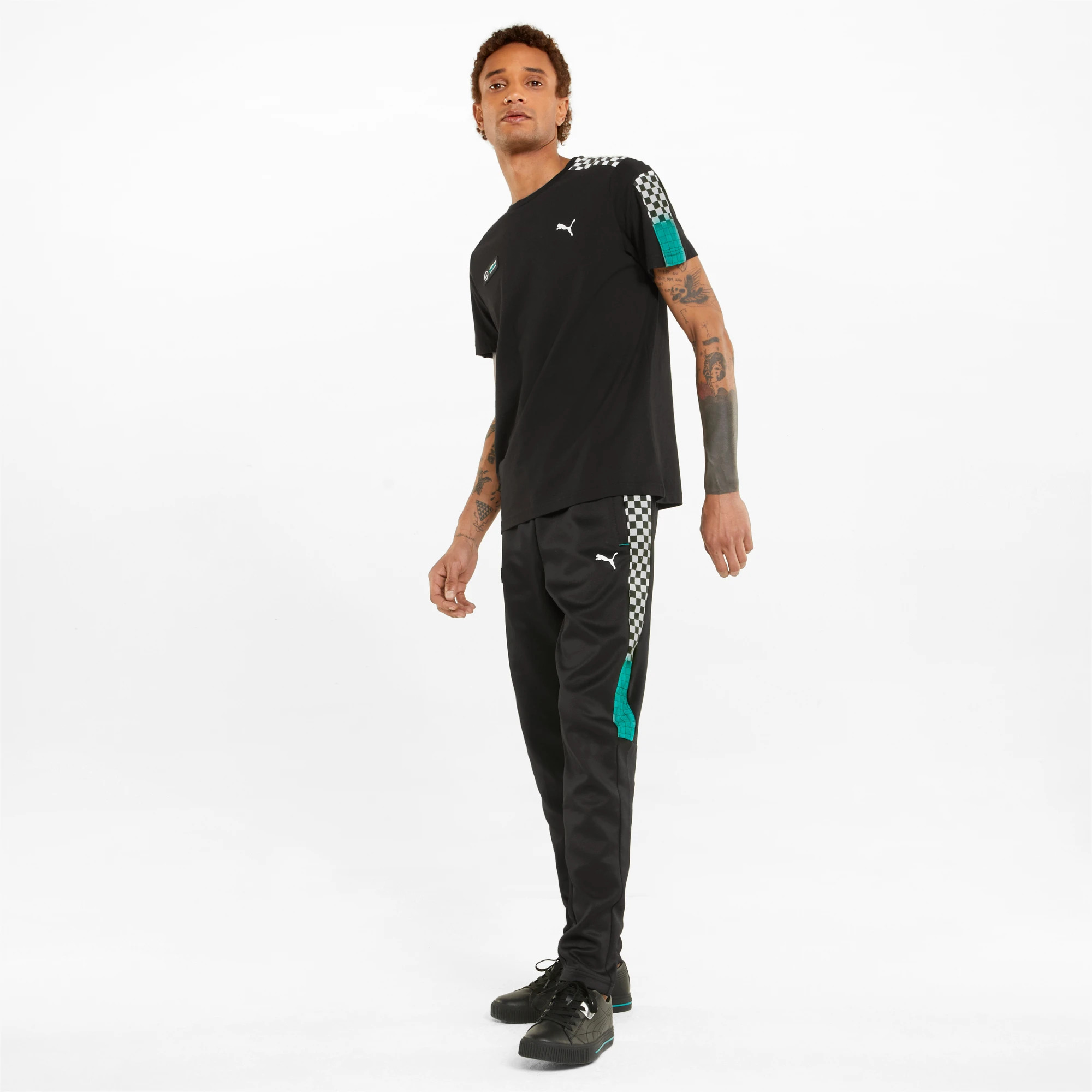 Puma x Mercedes Men Black Brand Logo Printed Half Sleeves Round Neck T7 T-Shirt (3)
