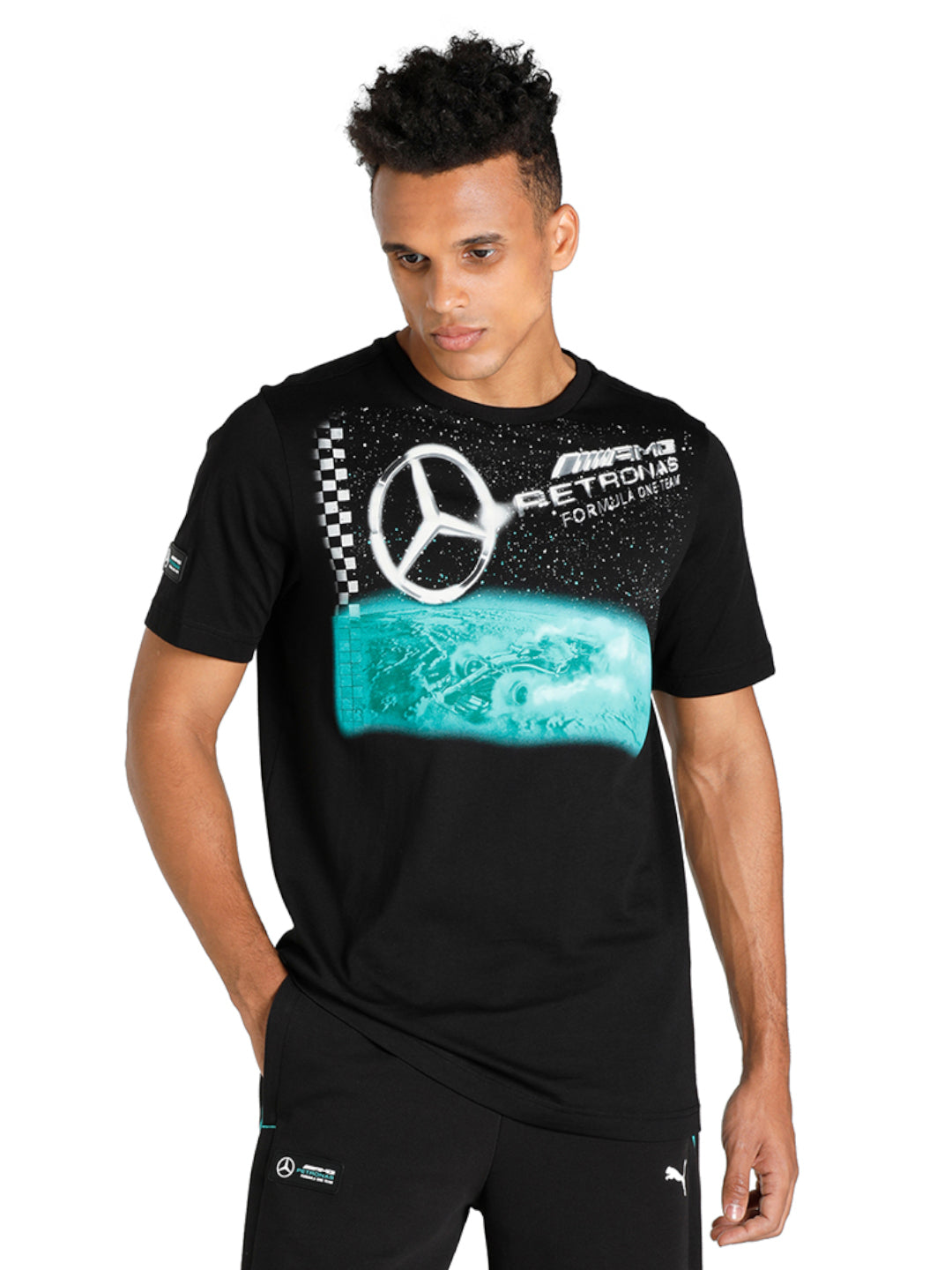 Puma x Mercedes Men Black Graphic Printed MAPF1 Vintage T-Shirt (1)