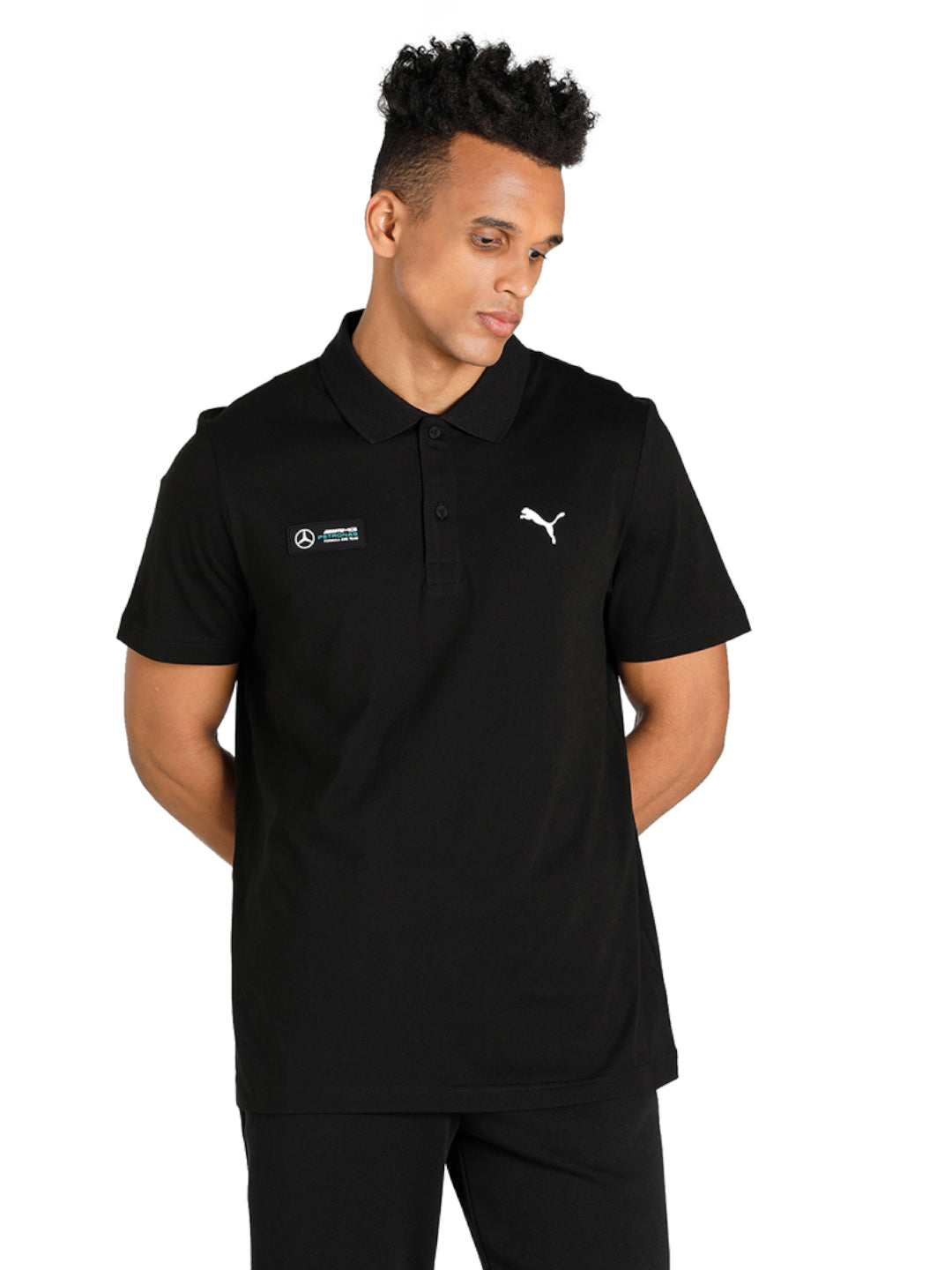 Puma x Mercedes Men Black Solid MAPF1 ESS Half Sleeves Polo Neck T-Shirt (1)