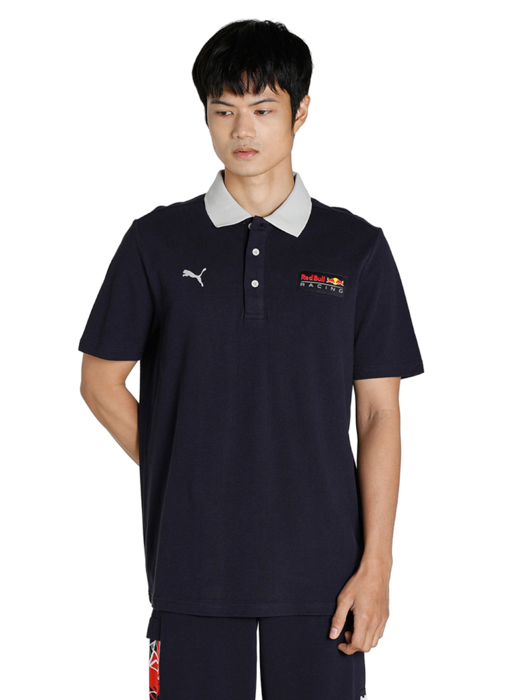 Puma x RBR Men Black Solid Red Bull Racing Polo Neck Half Sleeves T-Shirt (1)