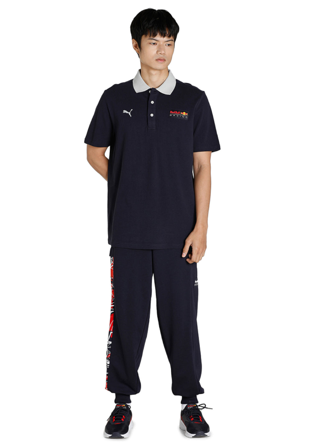 Puma x RBR Men Black Solid Red Bull Racing Polo Neck Half Sleeves T-Shirt (6)
