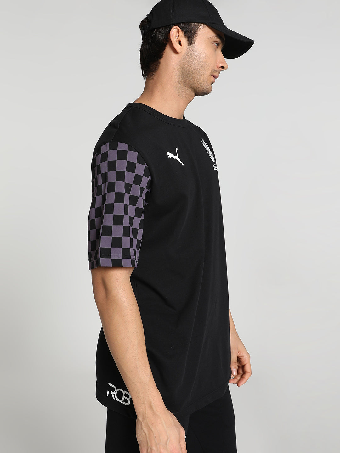 Puma X RCB Men Black and Grey Printed Half Sleeves Round Neck Cotton T-Shirt (2)