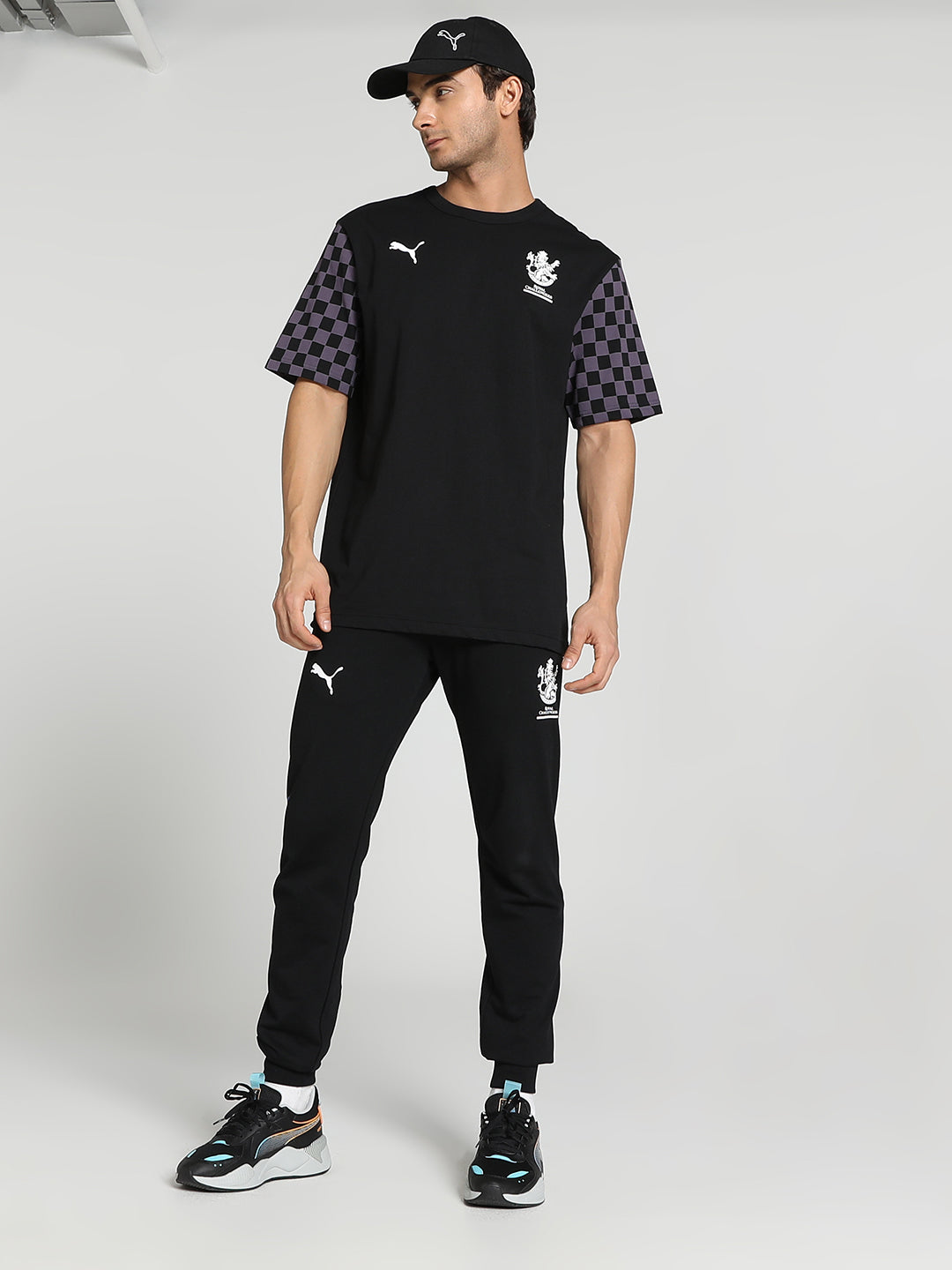 Puma X RCB Men Black and Grey Printed Half Sleeves Round Neck Cotton T-Shirt (5)