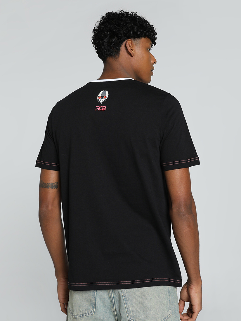Puma X RCB Men Black and Red Typography Printed Half Sleeves Round Neck Athleisure Cotton T-Shirt (4)