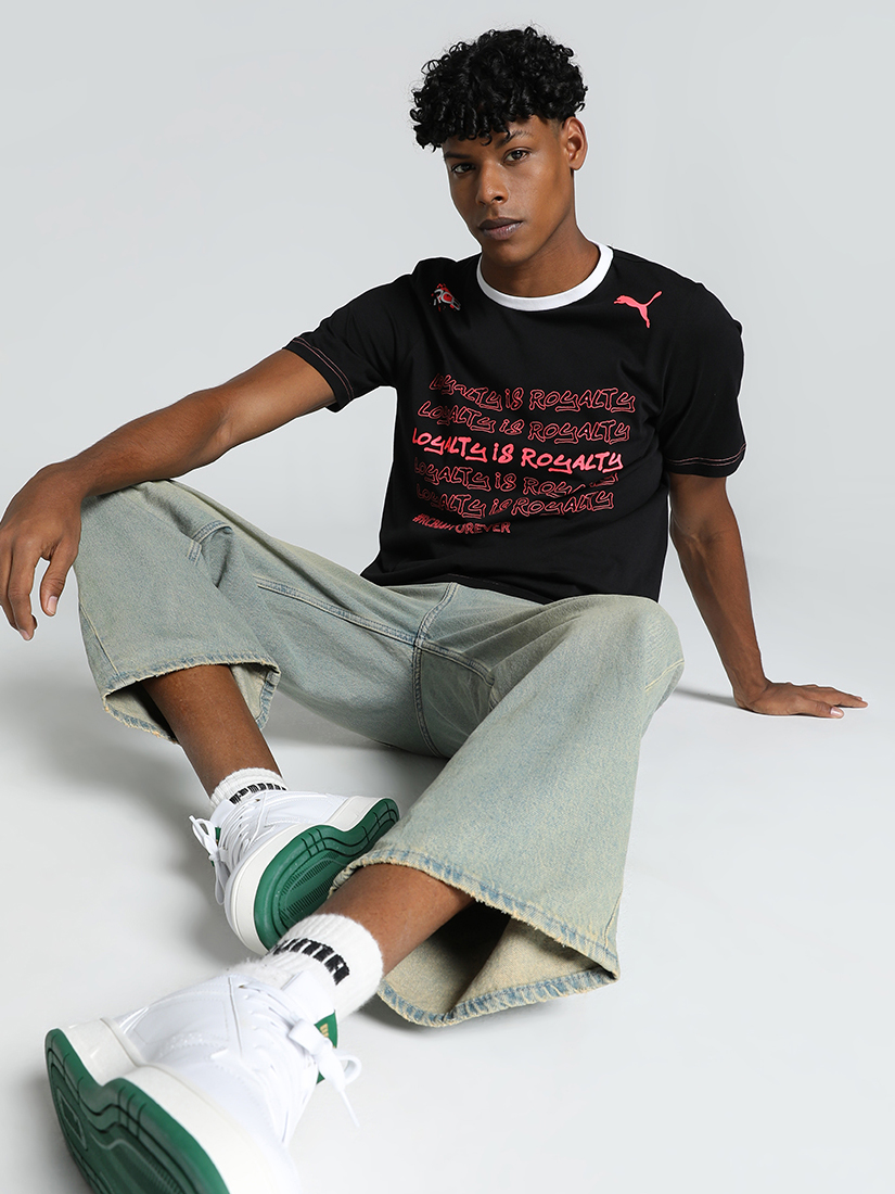 Puma X RCB Men Black and Red Typography Printed Half Sleeves Round Neck Athleisure Cotton T-Shirt (5)