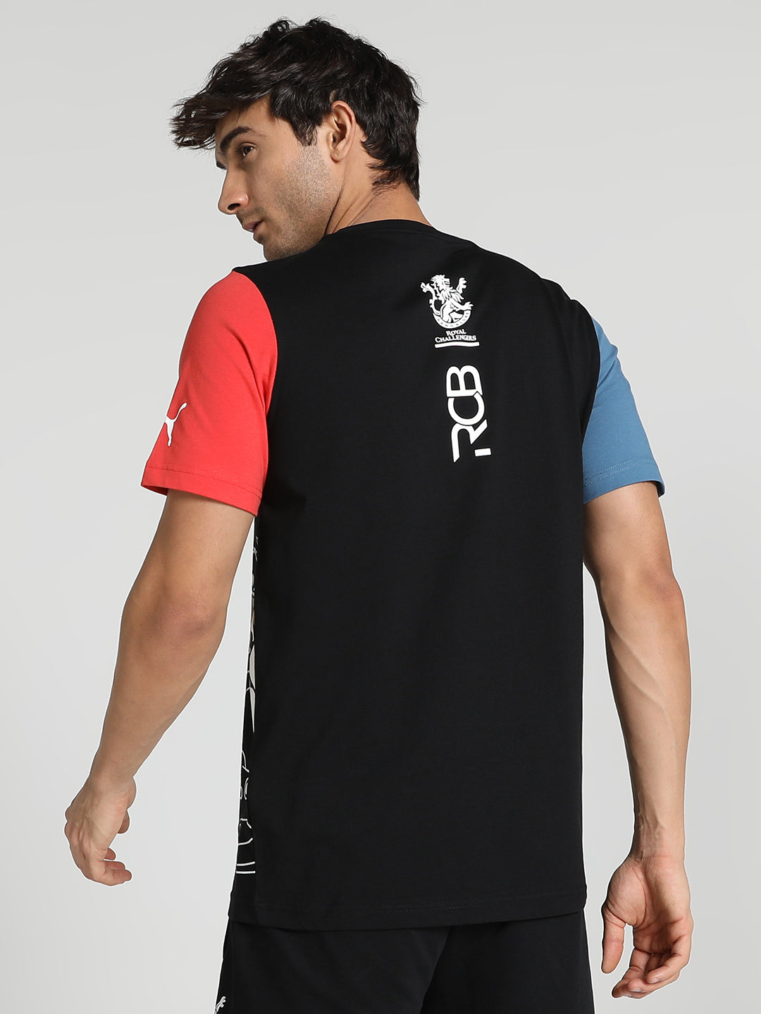 Puma X RCB Men Black Colourblocked Half Sleeves Round Neck Cotton T-Shirt (4)