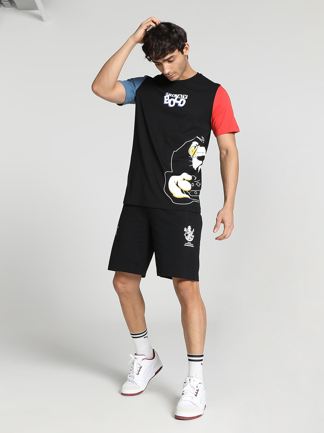Puma X RCB Men Black Colourblocked Half Sleeves Round Neck Cotton T-Shirt (5)
