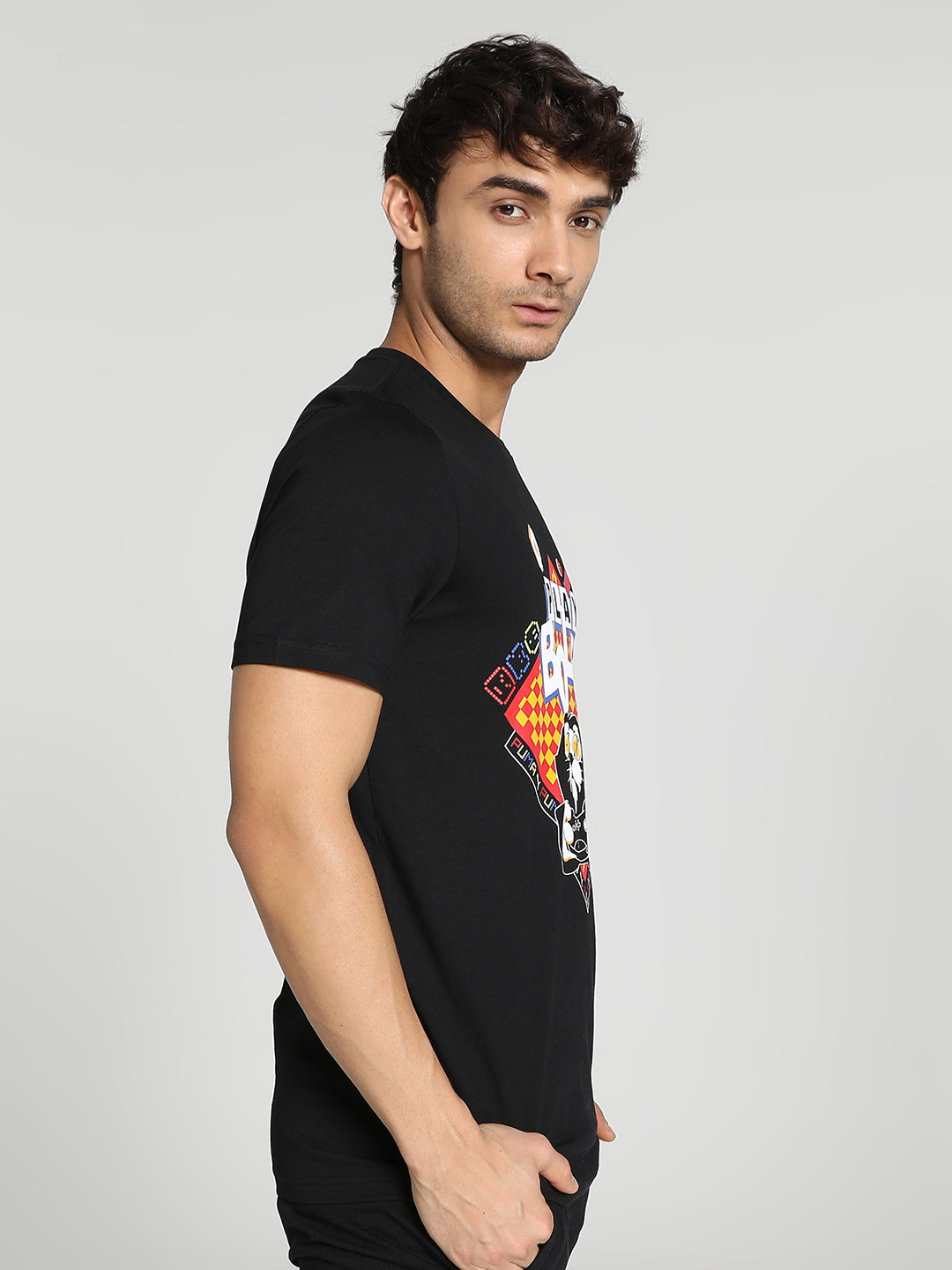 Puma X RCB Men Black Graphic Printed Half Sleeves Round Neck Cotton T-Shirt (2)