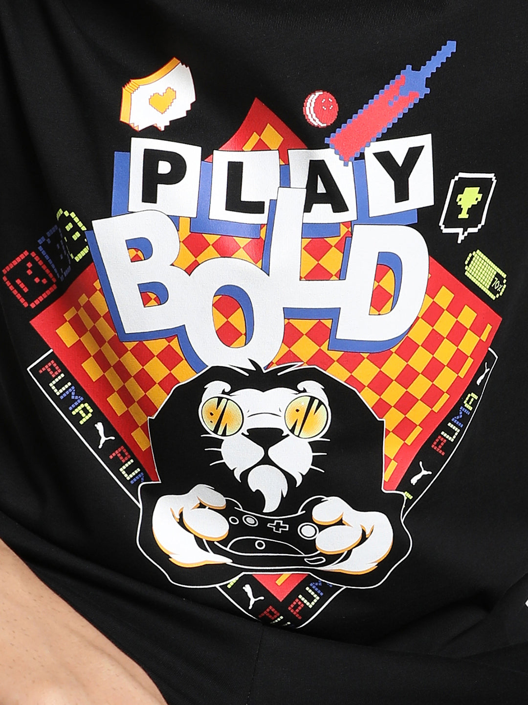 Puma X RCB Men Black Graphic Printed Half Sleeves Round Neck Cotton T-Shirt (3)