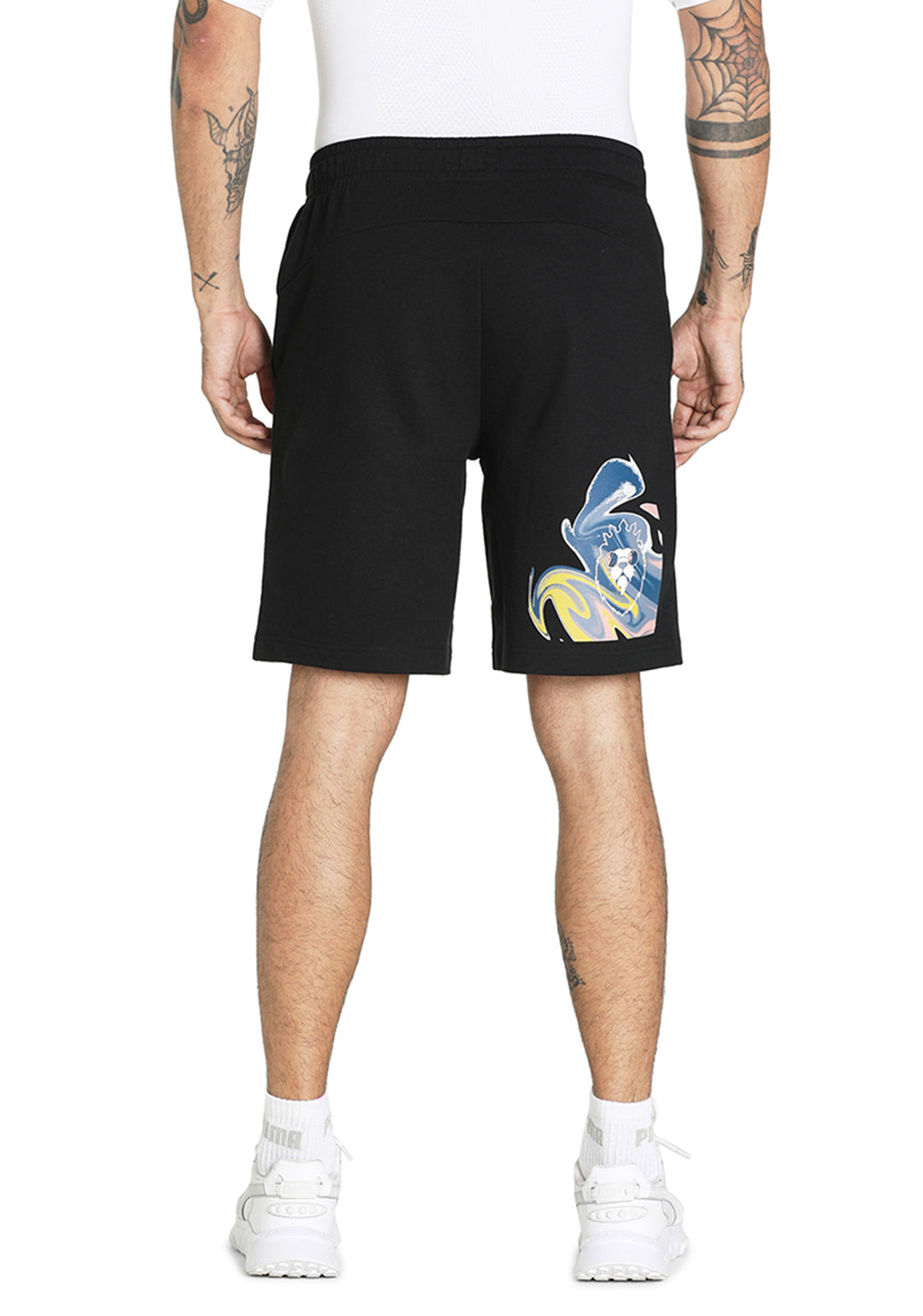 Puma X RCB Men Black Graphic Printed Mid-Rise Cotton Sports Shorts (4)