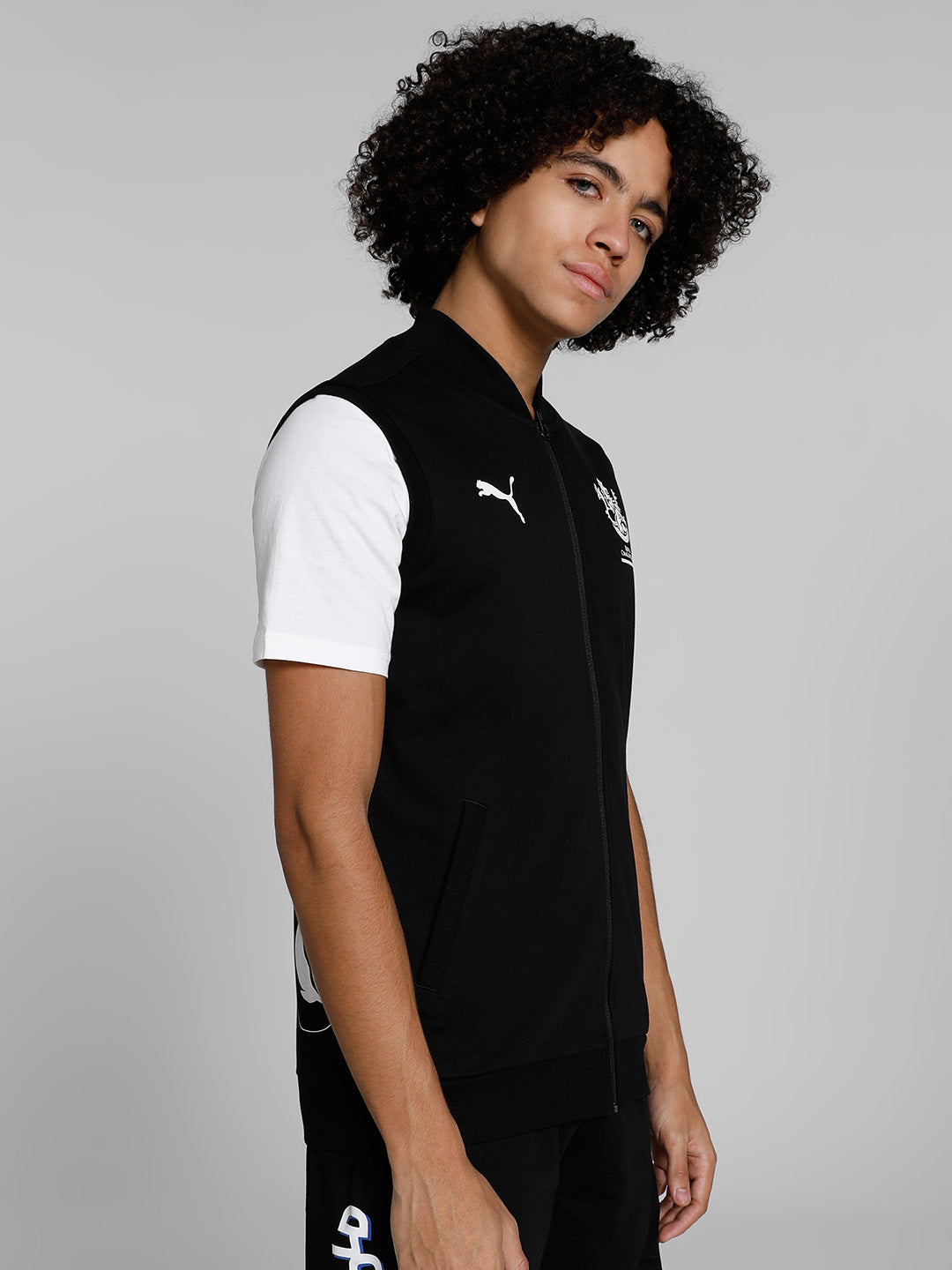 Puma X RCB Men Black Printed Sleeveless Zip-Front Outdoor Jacket (2)