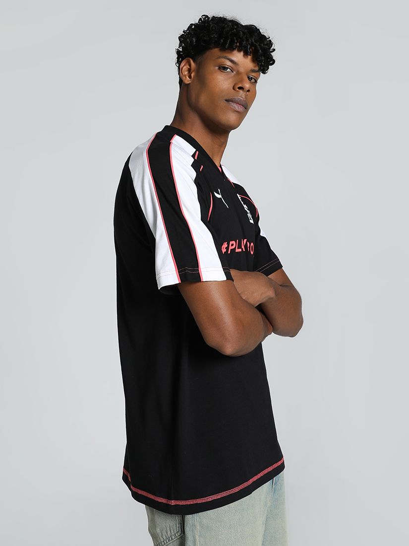 Puma X RCB Men Black Typography Printed Half Sleeves Round Neck Graphic Cotton T-Shirt (2)