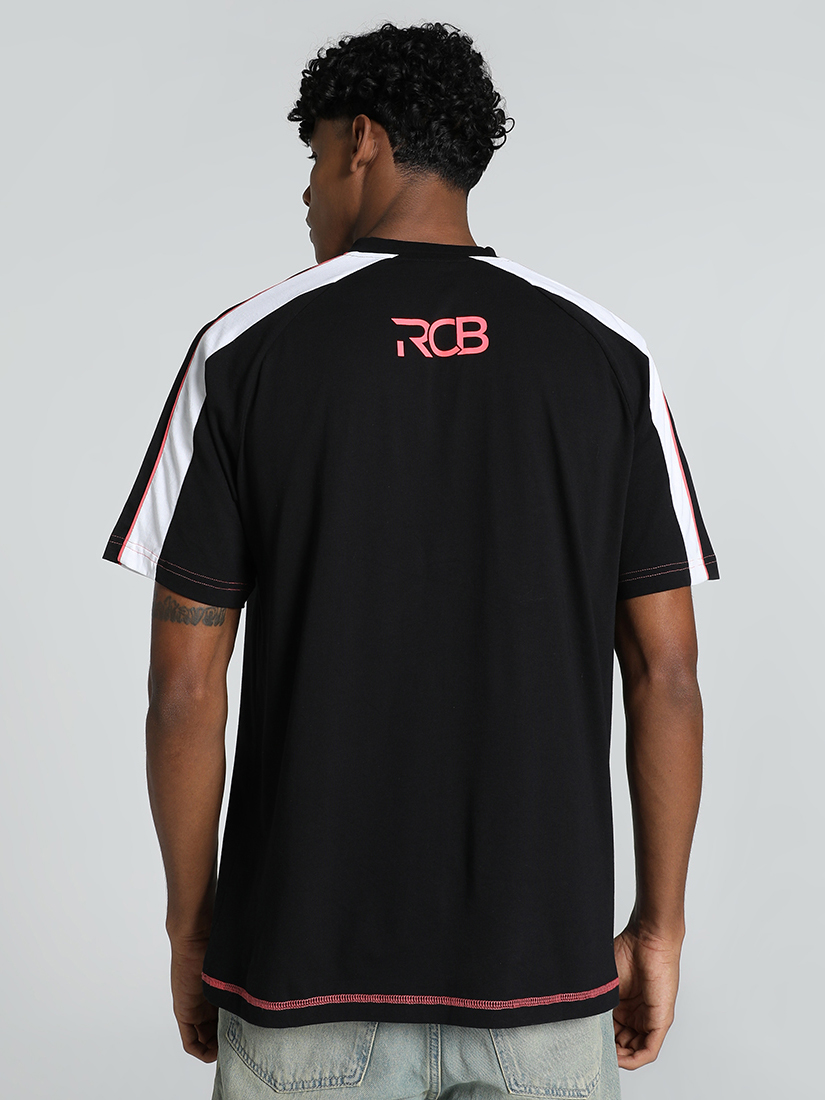Puma X RCB Men Black Typography Printed Half Sleeves Round Neck Graphic Cotton T-Shirt (4)