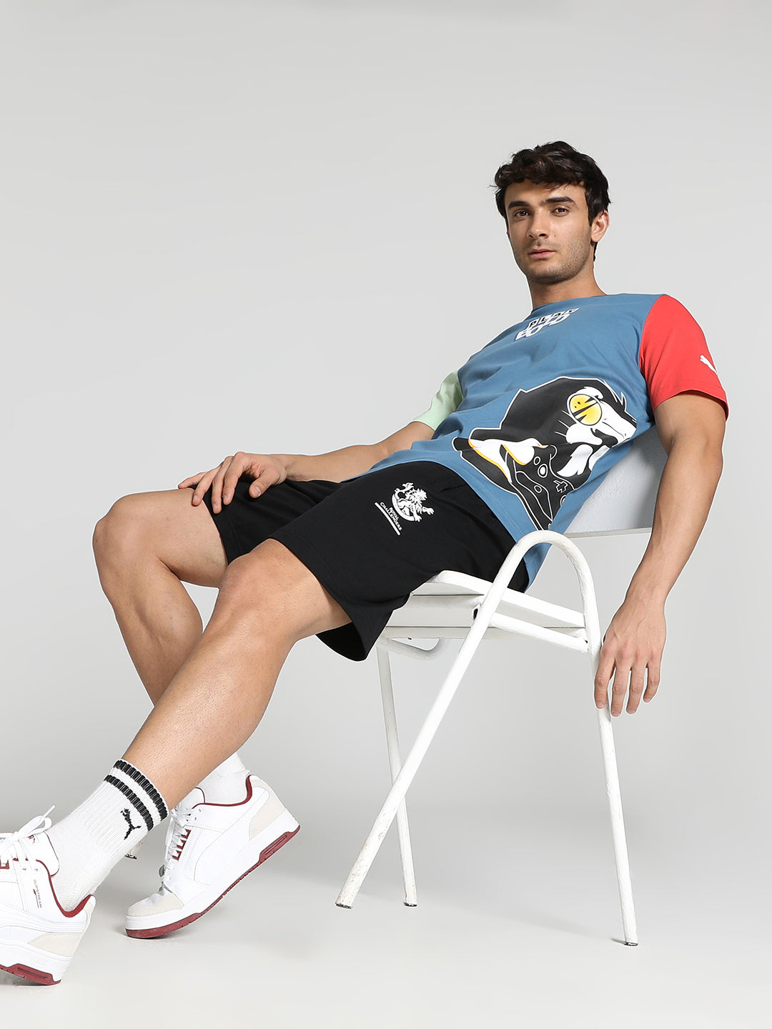 Puma X RCB Men Blue Graphic Printed Half Sleeves Round Neck Cotton T-Shirt (5)