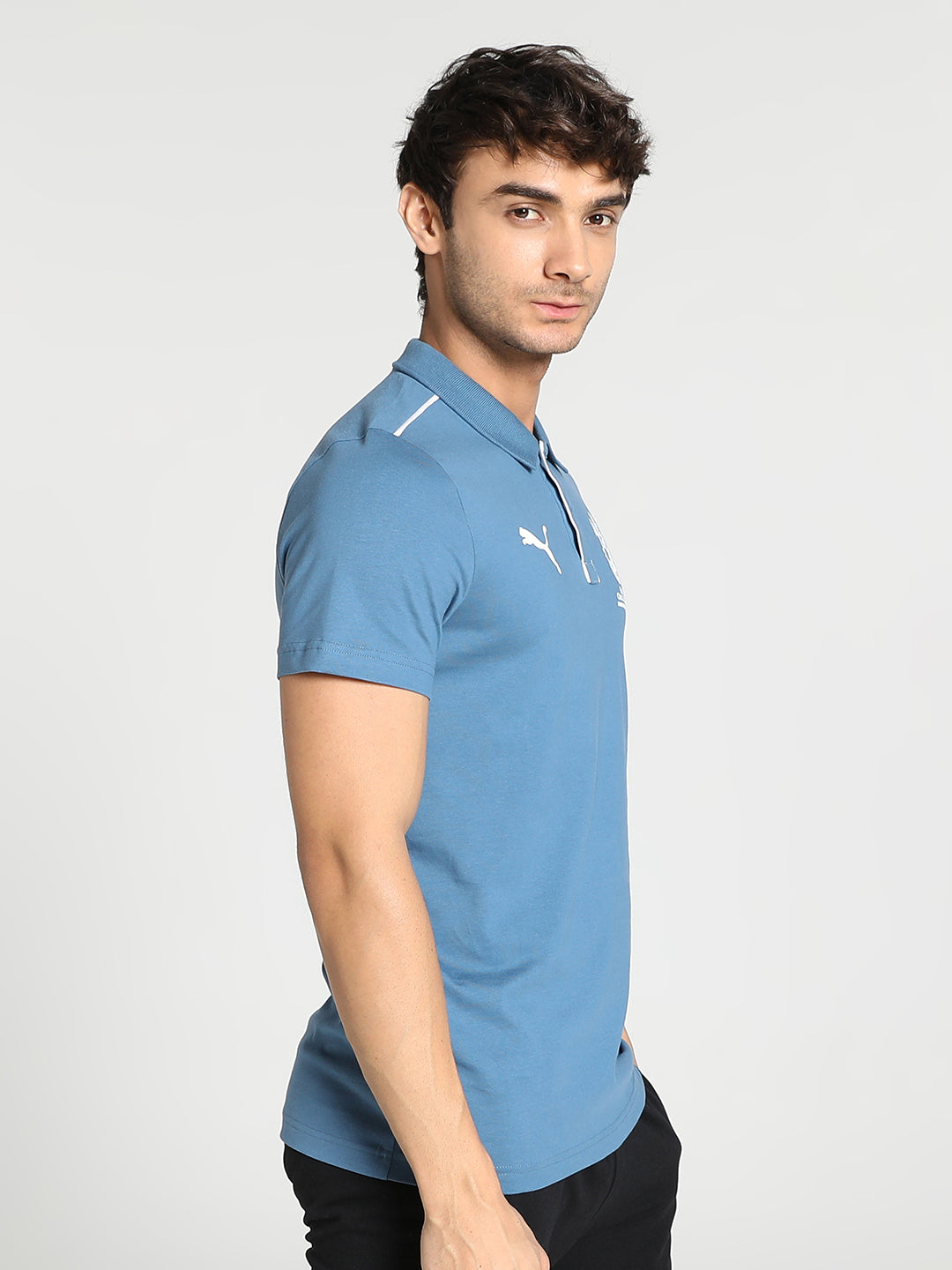 Puma X RCB Men Blue Printed Half Sleeves Polo Collar Cotton T-Shirt (2)