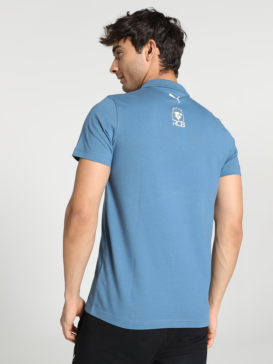 Puma X RCB Men Blue Printed Half Sleeves Polo Collar Cotton T-Shirt (4)