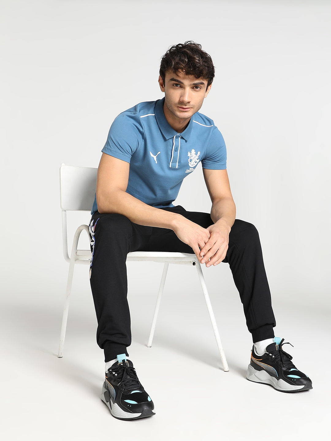 Puma X RCB Men Blue Printed Half Sleeves Polo Collar Cotton T-Shirt (5)