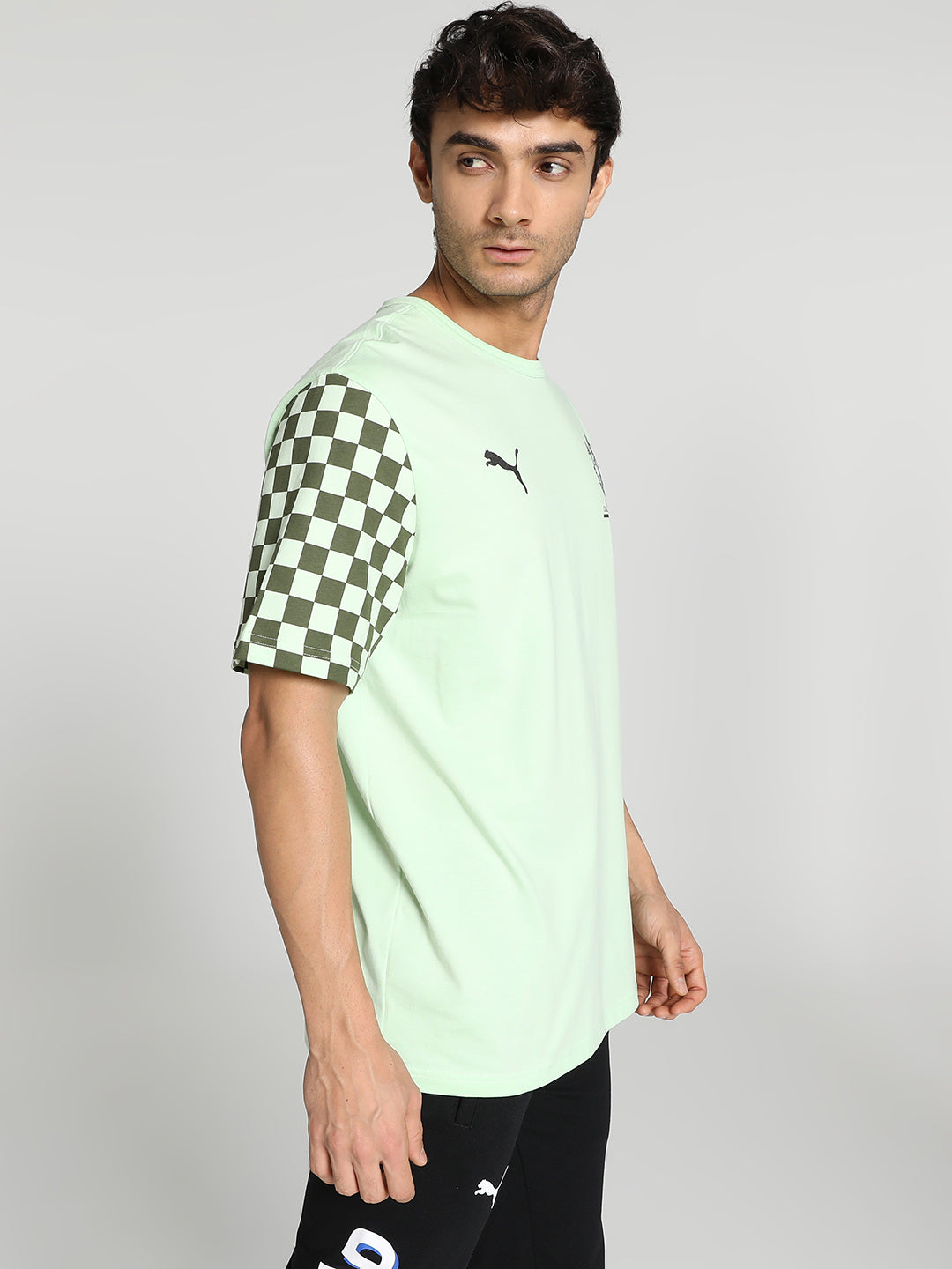 Puma X RCB Men Green and Black Printed Half Sleeves Round Neck Cotton T-Shirt (2)