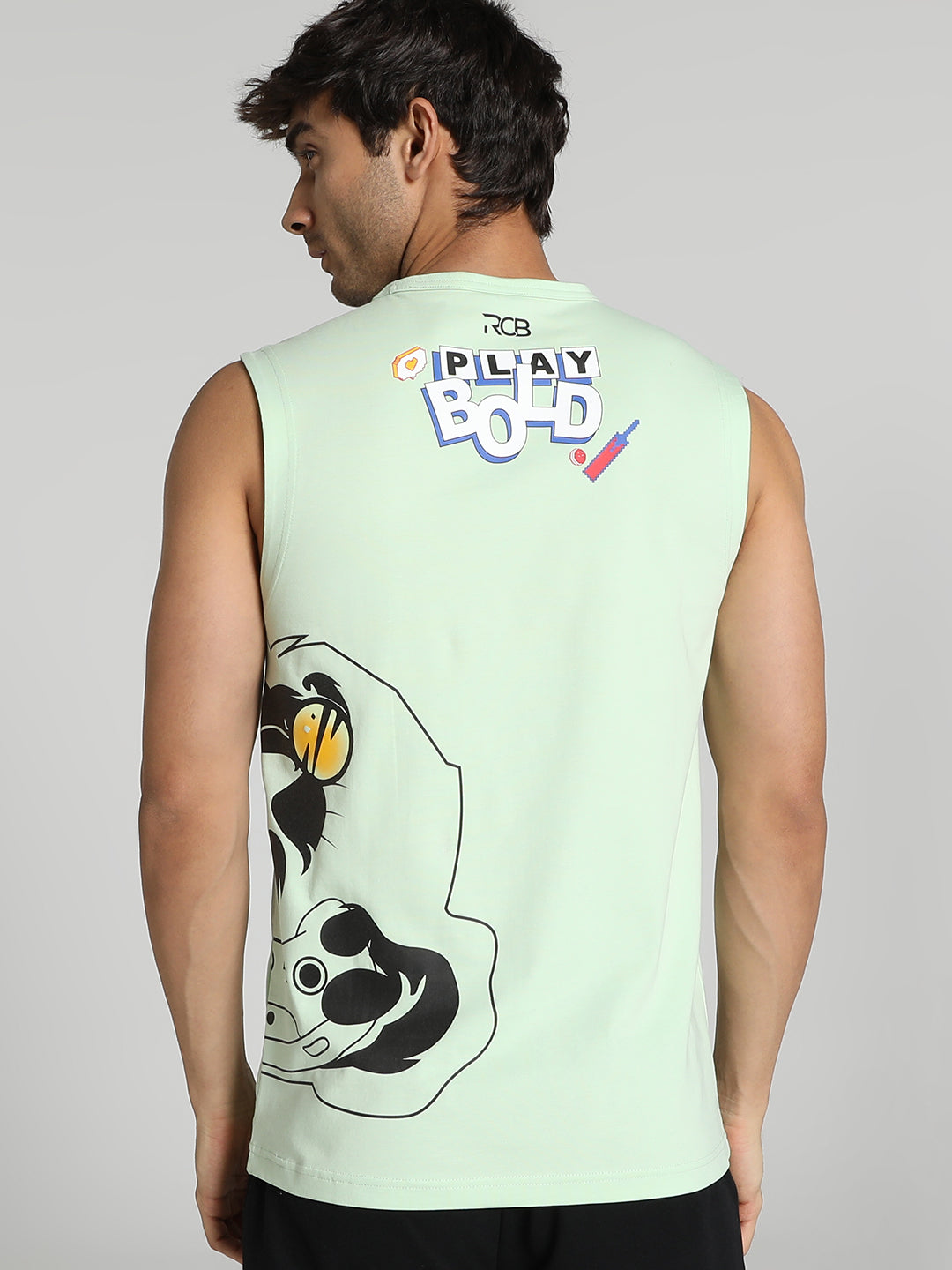 Puma X RCB Men Green Printed Sleeveless Round Neck Cotton Blend T-Shirt (4)