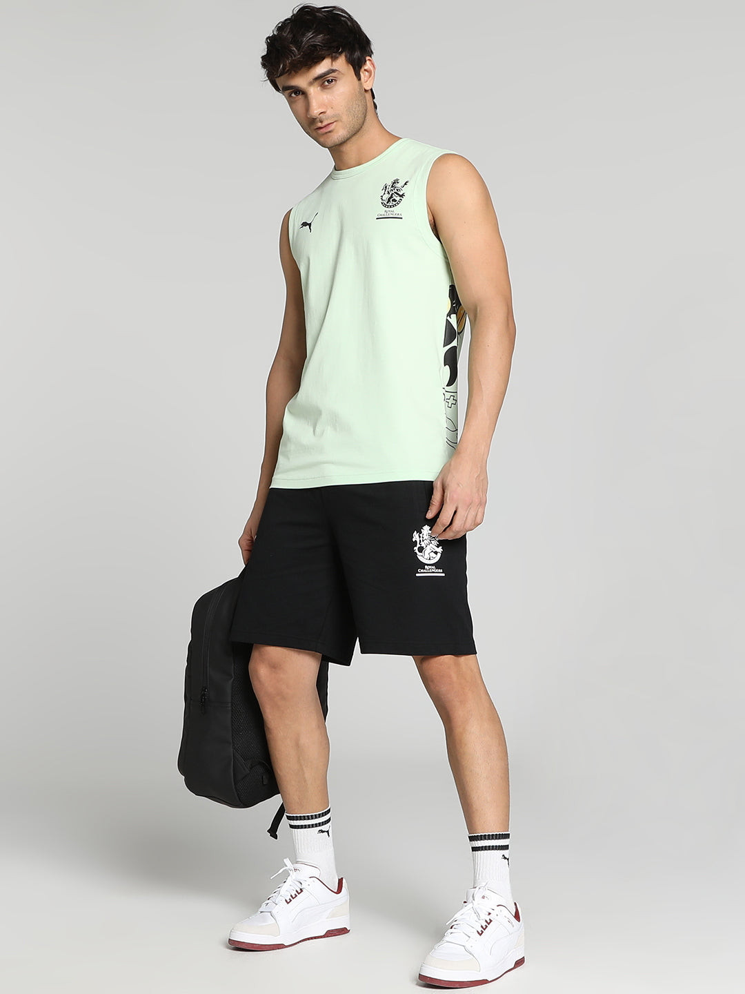 Puma X RCB Men Green Printed Sleeveless Round Neck Cotton Blend T-Shirt (5)