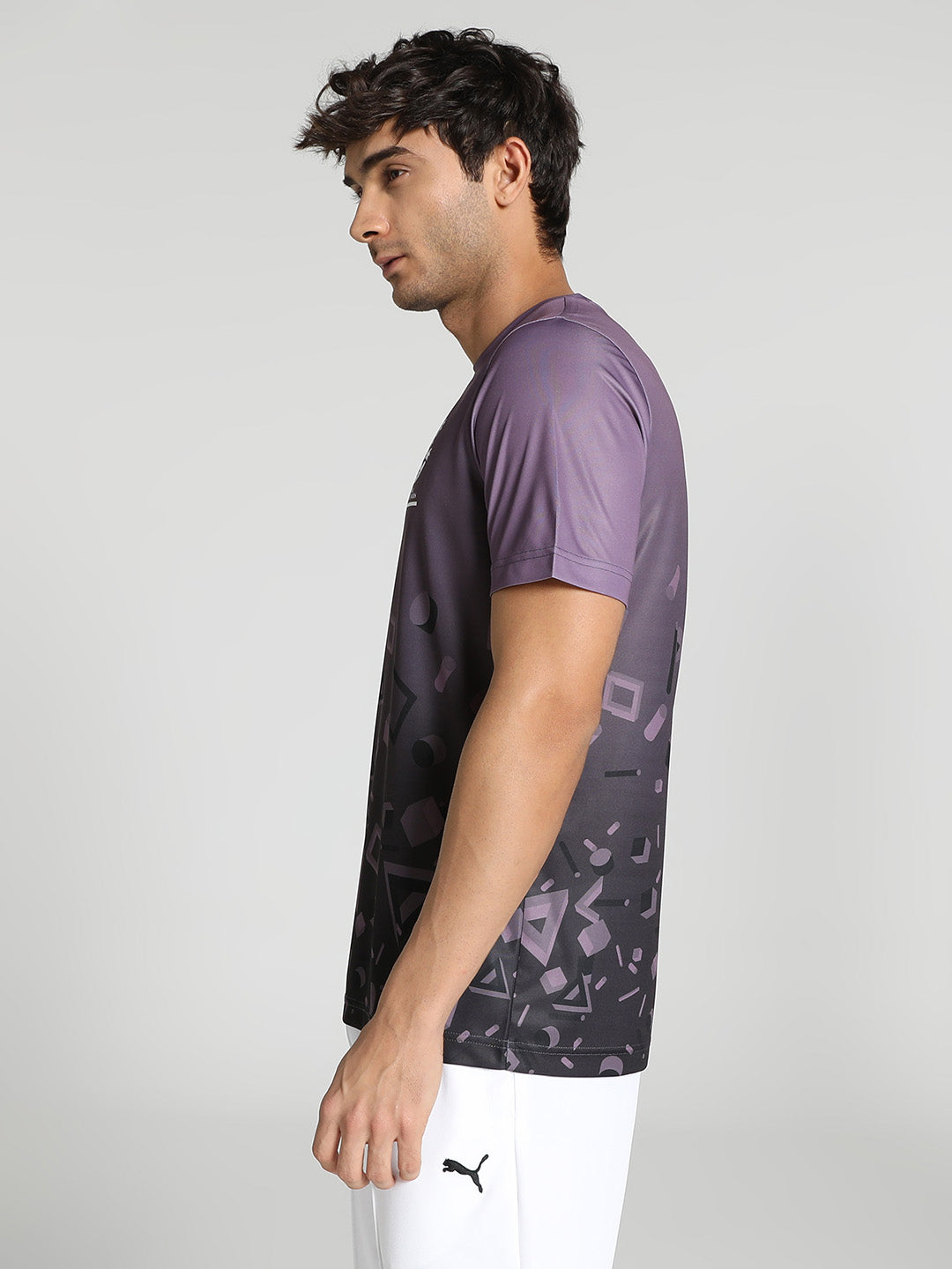 Puma X RCB Men Grey Geometric Print Half Sleeves Round Neck Polyester T-Shirt (2)