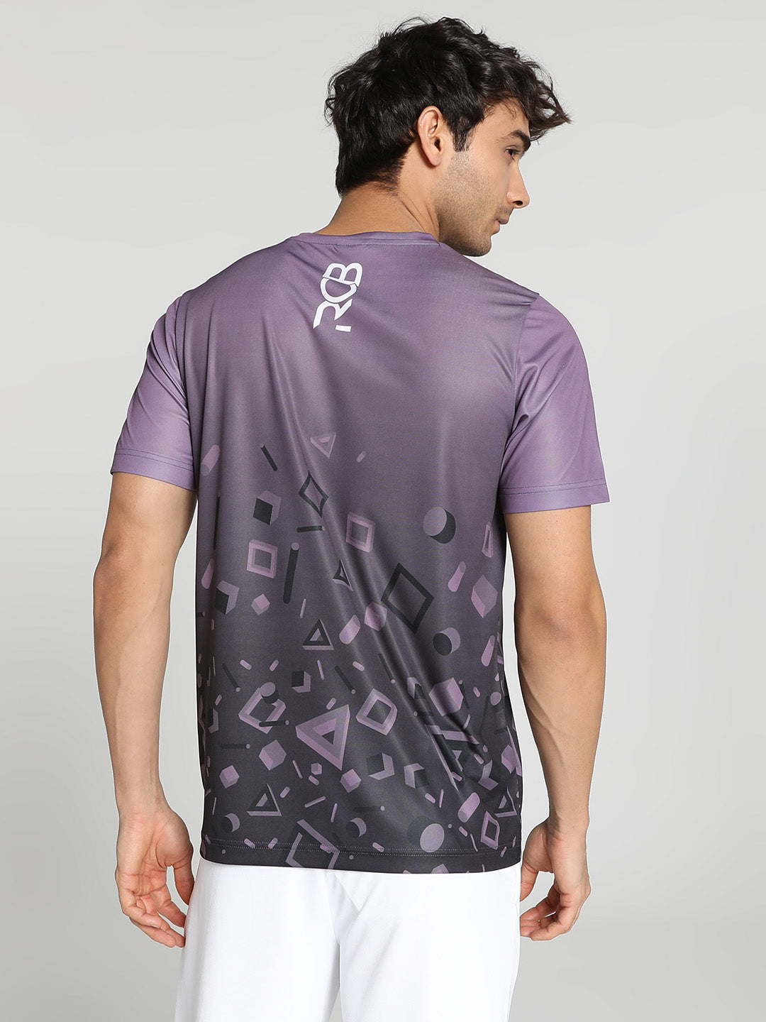 Puma X RCB Men Grey Geometric Print Half Sleeves Round Neck Polyester T-Shirt (4)
