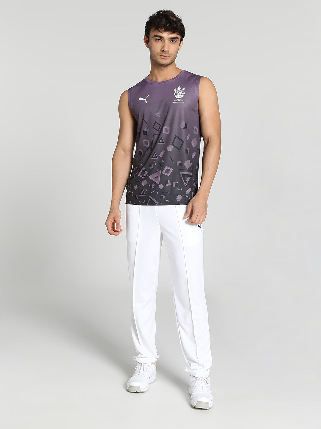 Puma X RCB Men Grey Geometric Print Sleeveless Round Neck Polyester Sports Vest (5)