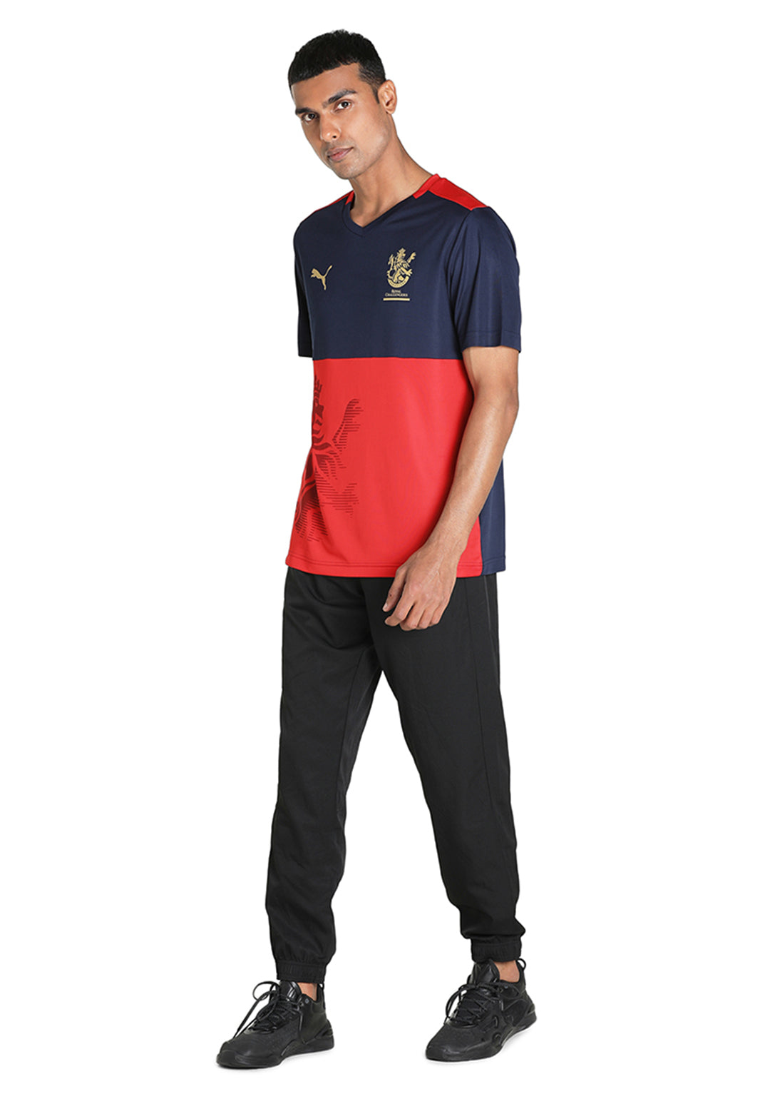 Puma X RCB Men Navy Blue and Red Half Sleeves Official 2023 Take Down Jersey (5)