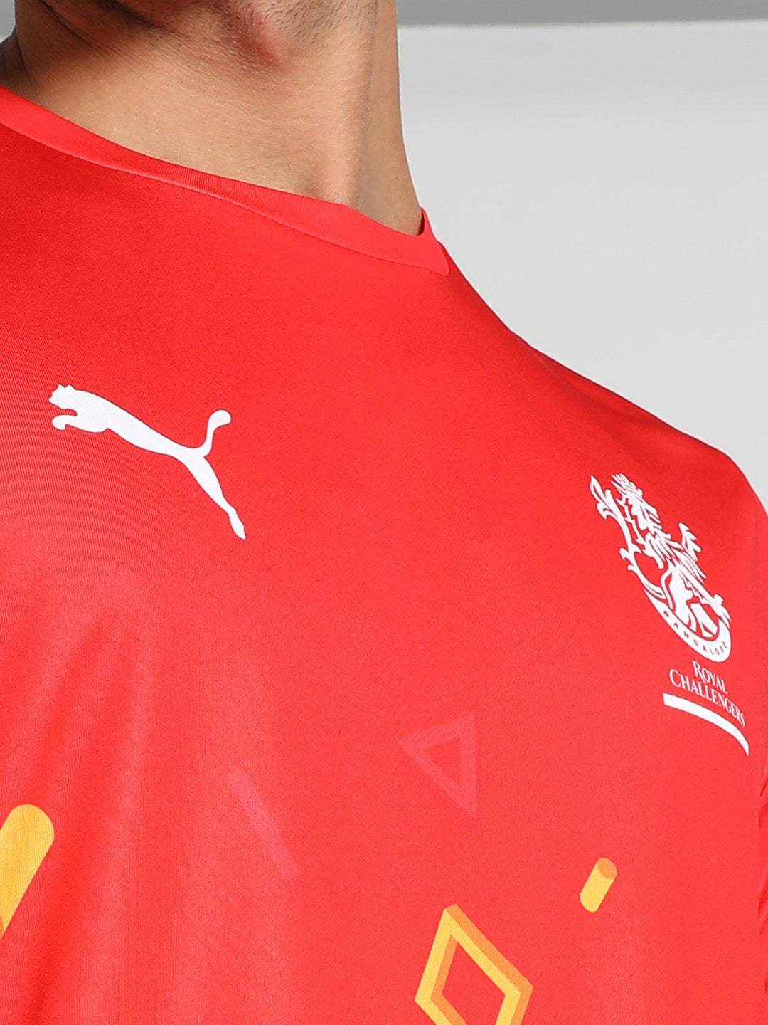 Puma X RCB Men Red Geometric Print Half Sleeves Round Neck Polyester T-Shirt (3)