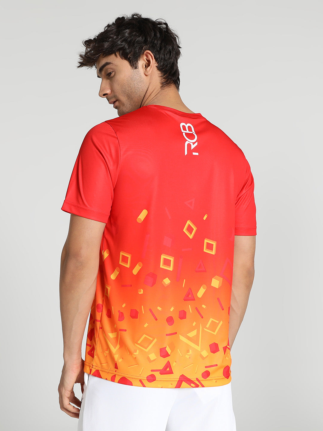 Puma X RCB Men Red Geometric Print Half Sleeves Round Neck Polyester T-Shirt (4)