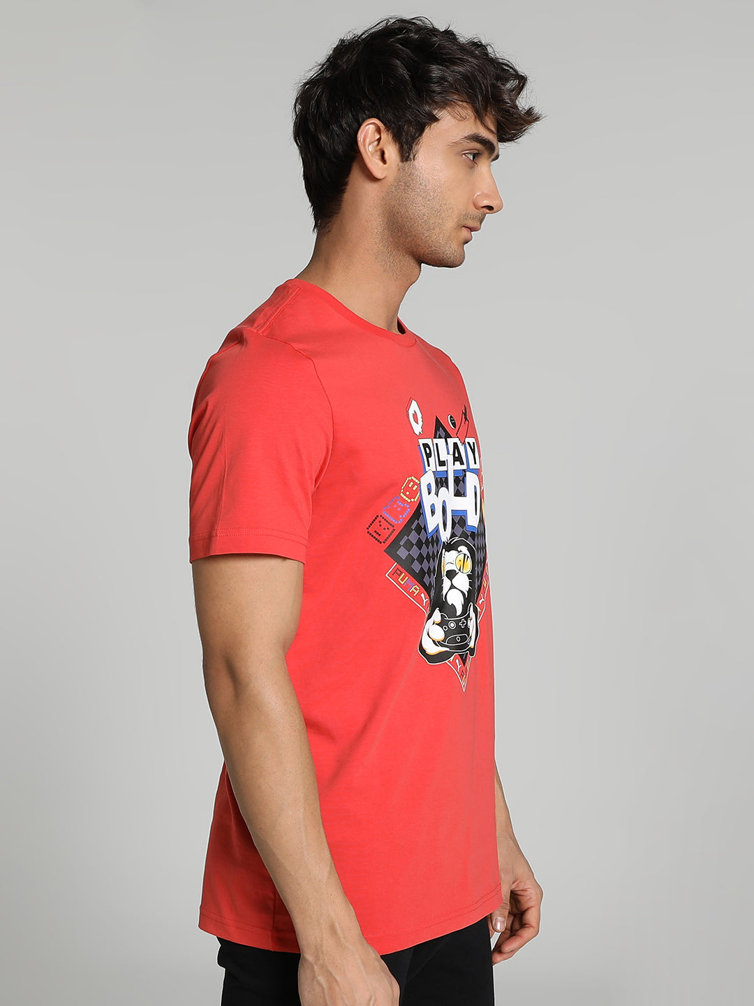 Puma X RCB Men Red Graphic Printed Half Sleeves Round Neck Cotton T-Shirt (2)