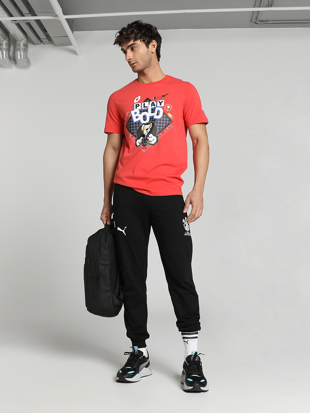 Puma X RCB Men Red Graphic Printed Half Sleeves Round Neck Cotton T-Shirt (5)