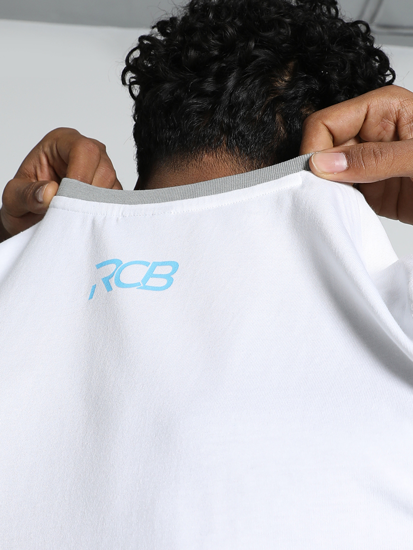 Puma X RCB Men White and Grey Printed Half Sleeves Round Neck Athleisure Cotton T-Shirt (6)