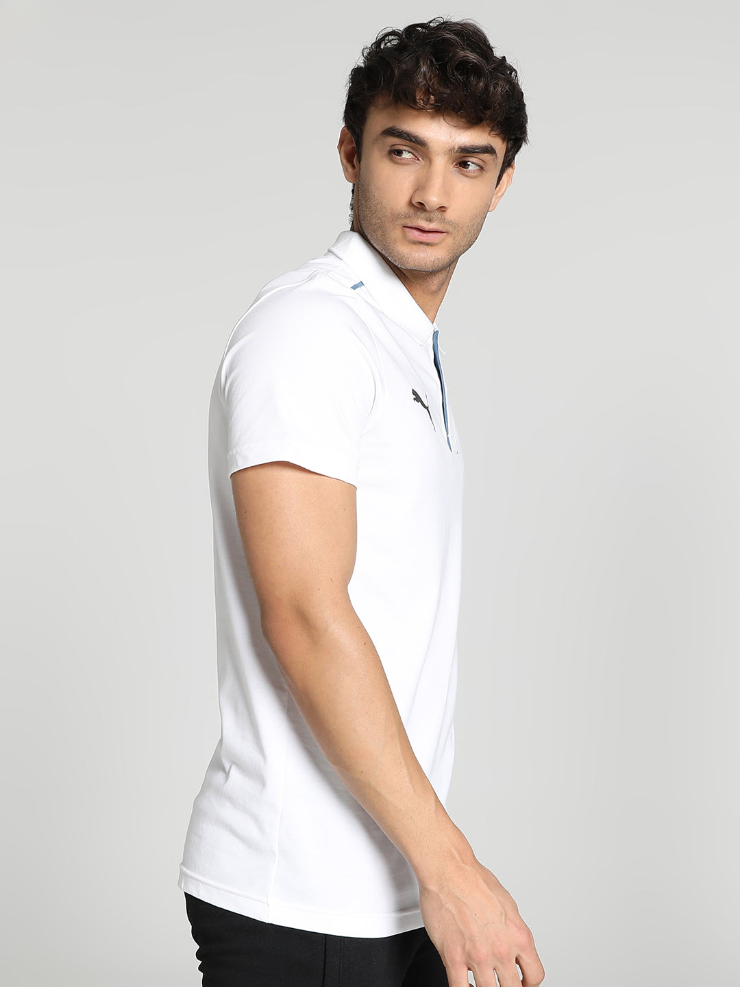 Puma X RCB Men White Printed Half Sleeves Polo Collar Cotton T-Shirt (2)